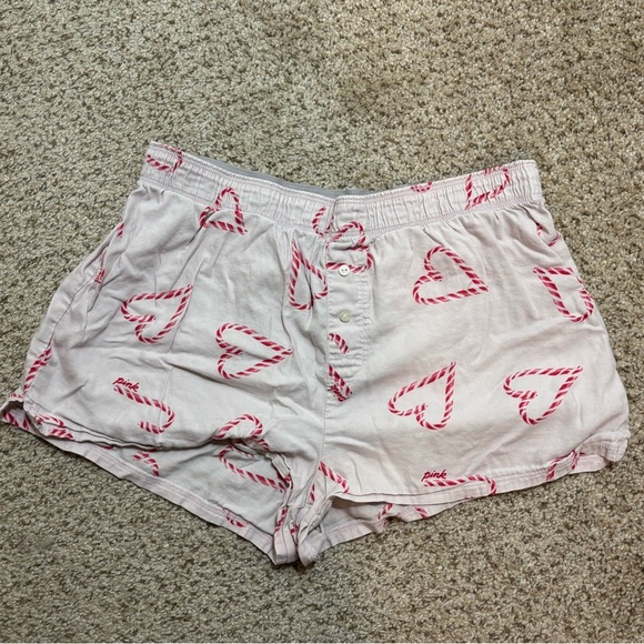 PINK Victoria's Secret Other - Victoria’s Secret Pink Candy Cane Heart Sleep Shorts Size XS | holiday | flirty